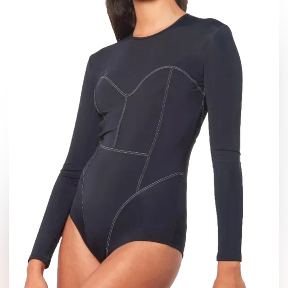 Mara Hoffman Other - Mara Hoffman designer Black Rash Guard One Piece Swimsuit Small women’s swimwear